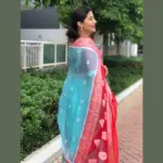 Mint Blue Pure Khaddi Banarasi Silk Saree in Chiffon woven in Silver Zari - Image 2