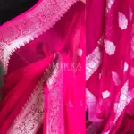 Rani Pink Banarasi Silk Saree in Pure Khaddi Chiffon - Image 3