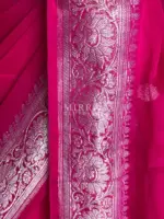 Rani Pink Banarasi Silk Saree in Pure Khaddi Chiffon - Image 4