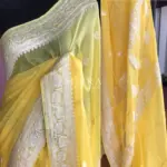 Butter Yellow Pure Khaddi Banarasi Silk Saree in Chiffon woven in Silver Zari - Image 2