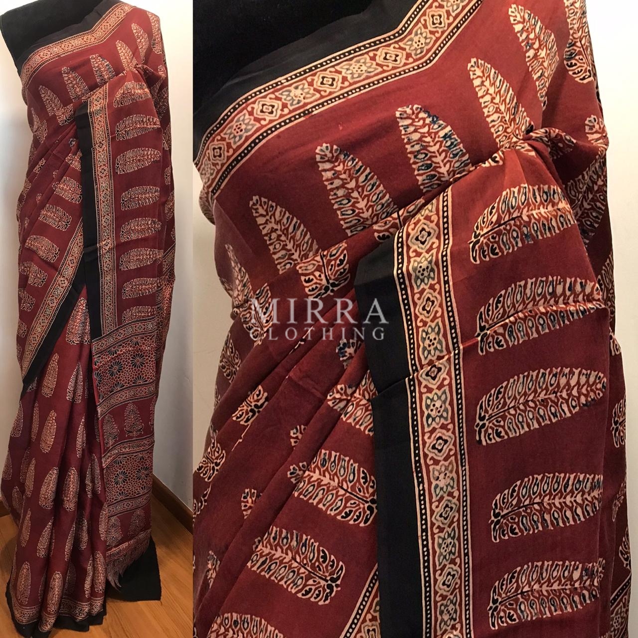Ajrakh Cotton Suit with Viscose-Georgette Dupatta, Ajrakh Suit, Ajrakh  Georgette Dupatta | Hand block printed suits, Cotton suit, Dress materials