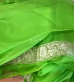 Bright Green Pure Khaddi Banarasi Silk Saree in Chiffon woven in Silver Zari - Image 5