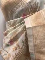White Banarasi Silk Saree with Gold Zari Weaves - Image 5