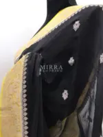 Black Pure Khaddi Banarasi Silk Saree in Chiffon Woven with Silver Zari Buttas - Image 6