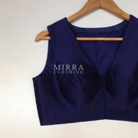 Royal Blue Raw Silk Blouse