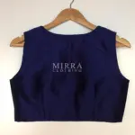 Royal Blue Sleeveless Raw Silk Blouse - Image 2
