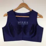 Royal Blue Sleeveless Raw Silk Blouse - Image 3