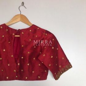 Maroon Raw Silk Hand Embroidered Blouse