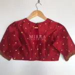 Maroon Raw Silk Hand Embroidered Blouse - Image 5
