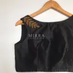 Black Raw Silk Blouse with Hand Embroidery - Image 3