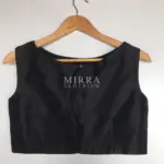 Black Raw Silk Blouse with Hand Embroidery - Image 4