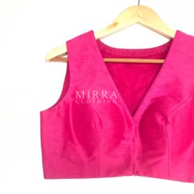 Hot Pink Raw Silk Blouse