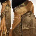 Gold Kora Silk Saree with Gold Zari Weaves with Peacock Motifs