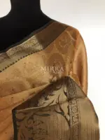 Gold Kora Silk Saree with Gold Zari Weaves with Peacock Motifs - Image 4