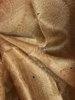 Gold Kora Silk Saree with Gold Zari Weaves with Peacock Motifs - Image 6
