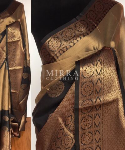 Gold Kora Silk Saree with Gold Zari Weaves