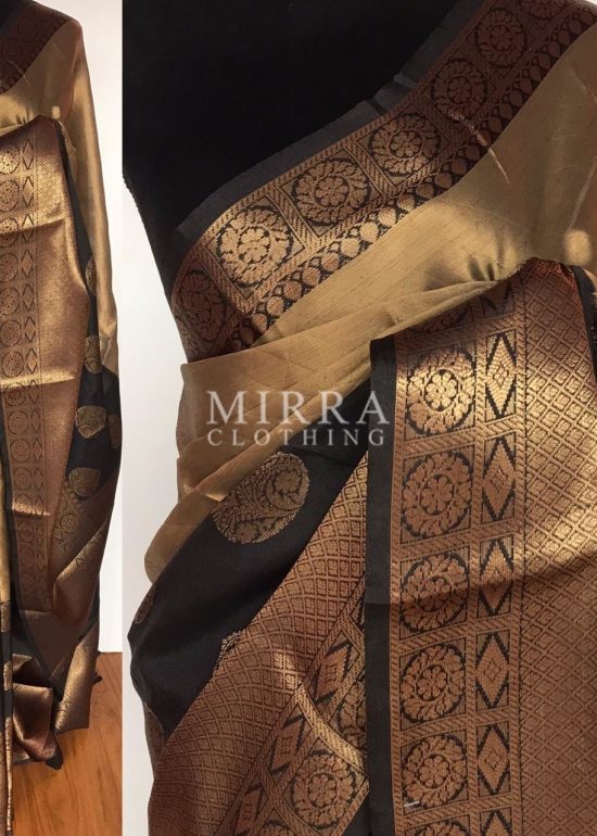 Gold Kora Silk Saree with Gold Zari Weaves
