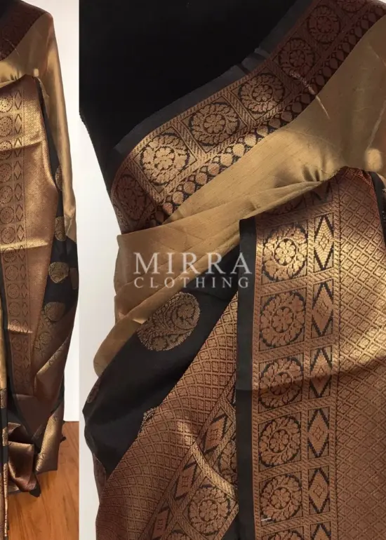 Gold Kora Silk Saree with Gold Zari Weaves