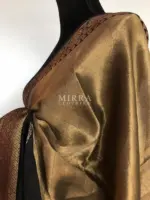 Gold Kora Silk Saree with Gold Zari Weaves - Image 5