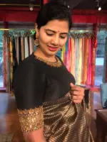Black Raw Silk Blouse