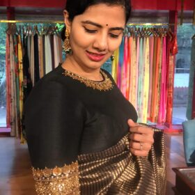 Black Raw Silk Blouse