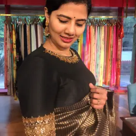 Black Raw Silk Blouse