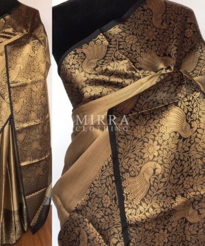 Gold Kora Silk Saree with Gold Zari Weaves