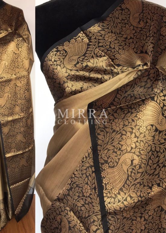 Gold Kora Silk Saree with Gold Zari Weaves