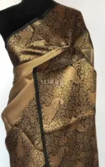 Gold Kora Silk Saree with Gold Zari Weaves - Image 3