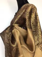 Gold Kora Silk Saree with Gold Zari Weaves - Image 5