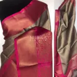 Grey Kora Silk Saree with Gold Zari Weaves - Image 2