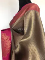 Grey Kora Silk Saree with Gold Zari Weaves - Image 4