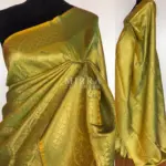 Lime Green Banarasi Silk Saree with gold zari weaves - Image 2
