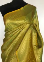 Lime Green Banarasi Silk Saree with gold zari weaves - Image 3