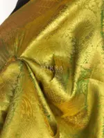 Lime Green Banarasi Silk Saree with gold zari weaves - Image 7