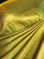 Lime Green Banarasi Silk Saree with gold zari weaves - Image 6