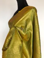 Lime Green Banarasi Silk Saree with gold zari weaves - Image 5