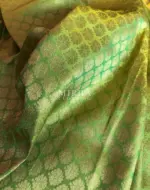 Lime Green Banarasi Silk Saree with gold zari weaves - Image 8