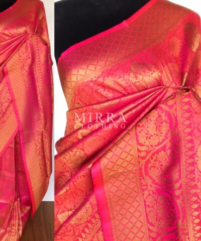 Taffy Pink Banarasi Silk Saree with gold zari weaves