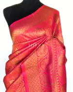 Taffy Pink Banarasi Silk Saree with gold zari weaves - Image 3