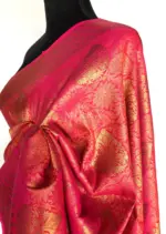 Taffy Pink Banarasi Silk Saree with gold zari weaves - Image 5