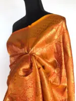 Pumpkin Orange Banarasi Silk Saree with gold zari weaves - Image 5