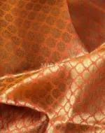 Pumpkin Orange Banarasi Silk Saree with gold zari weaves - Image 7