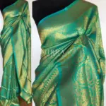 Turquoise Blue Banarasi Silk Saree with gold zari body weaves