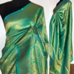 Turquoise Blue Banarasi Silk Saree with gold zari body weaves - Image 2