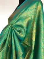 Turquoise Blue Banarasi Silk Saree with gold zari body weaves - Image 4