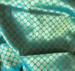 Turquoise Blue Banarasi Silk Saree with gold zari body weaves - Image 5