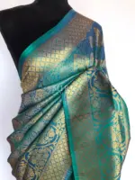 Blue Banarasi Silk Saree with gold zari body weaves - Image 3