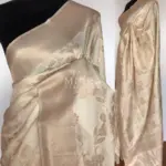 Cream Banarasi Silk Saree with Gold Zari Weaves - Image 2