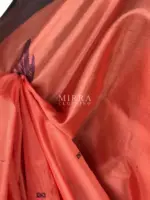 Coral Peach Chinnalapattu Silk Saree with Handwoven Buttas - Image 5